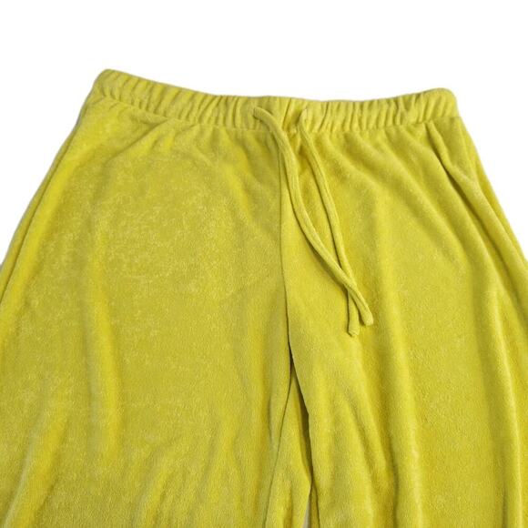 Andie Swim The Crop Pant Women XS Yellow Lime Green Terrycloth Oversized Lounge - Picture 3 of 8